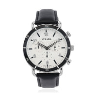 Strada Japanese Movement Stylish Dress Watch with Black Faux Leather Strap (42.2mm) (8.0-9.0Inches)
