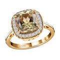 LUXORO 14K Yellow Gold AA Premium Turkizite and Diamond G-H I2 Halo Ring (Size 7.0) 4.15 Grams 3.75 ctw - Sticky add to cart bar