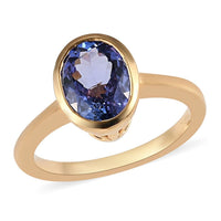 Tanzanite Solitaire Ring in Vermeil Yellow Gold Over Sterling Silver 2.10 ctw