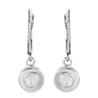 Artisan Crafted Polki Diamond Earrings in Platinum Over Sterling Silver 0.25 ctw