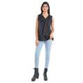 TAMSY Black Hi-Stretch Drape Neck Top Size - L - Sticky add to cart bar