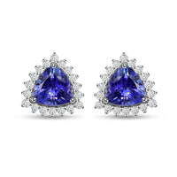 Rhapsody 950 Platinum AAAA Tanzanite and E-F VS Diamond Halo Earrings 3.75 Grams 2.90 ctw