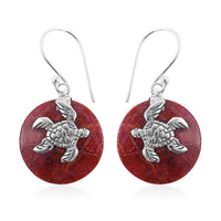 Abalone Shell Turtle Earrings in Sterling Silver
