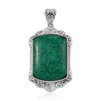 Freshened Malachite Solitaire Pendant in Platinum Over Copper with Magnet 21.20 ctw