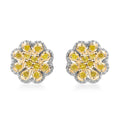 Doorbuster Blue Diamond Floral Stud Earrings in Platinum Over Sterling Silver 0.25 ctw - Sticky add to cart bar