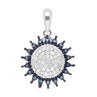 Doorbuster Diamond and Blue Diamond Cocktail Pendant in Platinum Over Sterling Silver 0.50 ctw