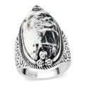 Artisan Crafted White Buffalo Solitaire Ring in Sterling Silver 14.40 ctw - Sticky add to cart bar