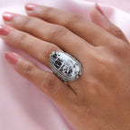 Artisan Crafted White Buffalo Solitaire Ring in Sterling Silver 14.40 ctw