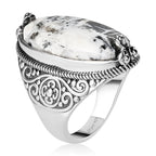 Artisan Crafted White Buffalo Solitaire Ring in Sterling Silver 14.40 ctw