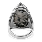 Artisan Crafted White Buffalo Solitaire Ring in Sterling Silver 14.40 ctw
