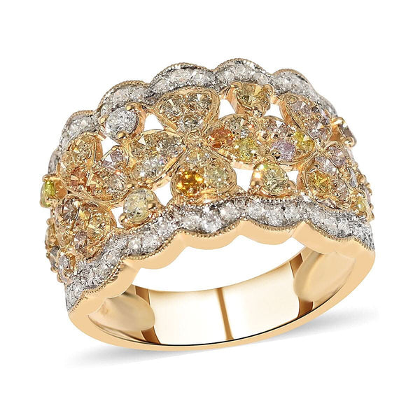 14K Yellow Gold Natural Pink, Yellow and White Diamond Band Ring (Size 10.0) 5.10 Grams 1.25 ctw (Delivery in 10-15 Business Days) - Product card gallery slide 1 (9431479091455)