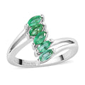 Ethiopian Emerald 5 Stone Ring in Platinum Over Sterling Silver (Size 10) 0.65 ctw - Sticky add to cart bar