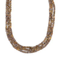 Golden Tanzanite 3 Row Beaded Necklace 18 Inches in Sterling Silver 200.00 ctw