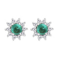 Premium Mozambique Ruby and Natural White Zircon Sunburst Stud Earrings in Platinum Over Sterling Silver 1.00 ctw - Sticky add to cart bar