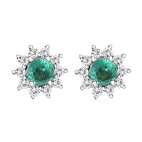 Premium Mozambique Ruby and Natural White Zircon Sunburst Stud Earrings in Platinum Over Sterling Silver 1.00 ctw