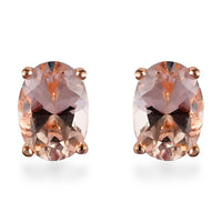 Marropino Morganite Solitaire Stud Earrings in Vermeil Rose Gold Over Sterling Silver 0.90 ctw