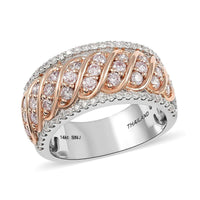 NY Closeout 14K Rose Gold Natural Pink and White Diamond (I1) Ring (Size 7.0) (7.30 g) 1.00 ctw