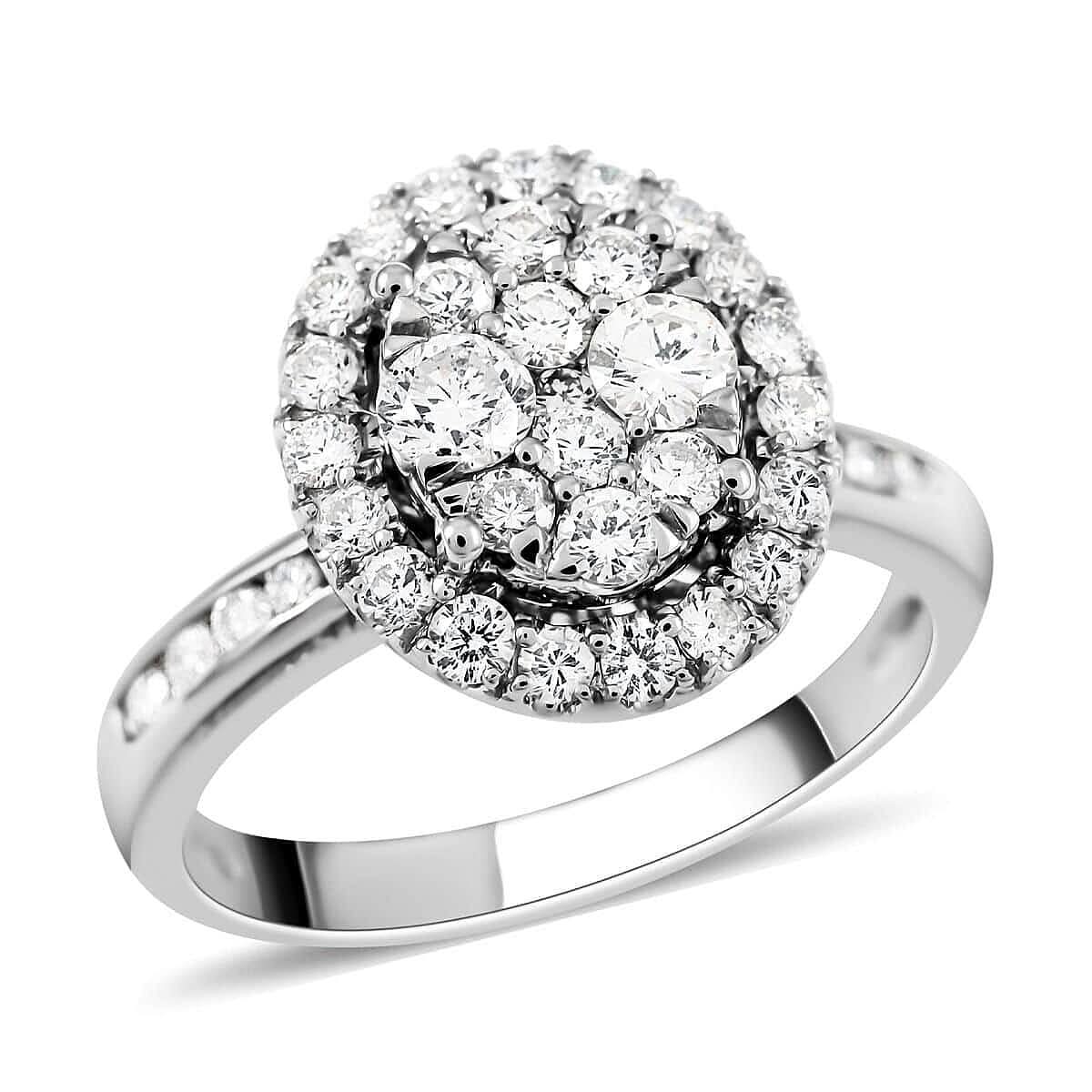 NY Closeout 950 Platinum Diamond Cluster Ring 6.80 Grams 1.10 ctw