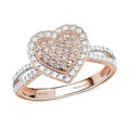 14K Rose Gold Natural Pink Diamond and White Diamond Heart Ring (Size 7.0) (3.30 g) 0.40 ctw - Sticky add to cart bar