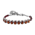 Brazilian Cherry Citrine, Orissa Rhodolite Garnet Toggle Clasp Bracelet in Platinum Over Sterling Silver (6.50 In) 11.25 ctw - Sticky add to cart bar