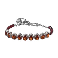 Brazilian Cherry Citrine, Orissa Rhodolite Garnet Toggle Clasp Bracelet in Platinum Over Sterling Silver (6.50 In) 11.25 ctw