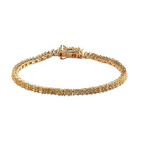 Natural Champagne Diamond Linking Bracelet in Vermeil Rose Gold Over Sterling Silver (7.25 In) 9.75 Grams 2.25 ctw