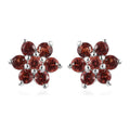 Natural Thai Black Spinel Floral Stud Earrings in Sterling Silver 1.00 ctw - Sticky add to cart bar
