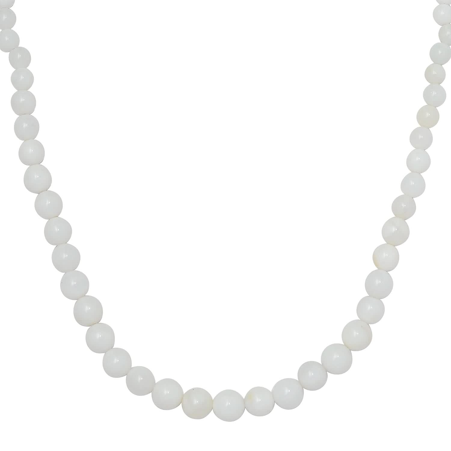 Australian Opal Beaded Necklace 20 Inches in Rhodium Over Sterling Silver 92.00 ctw