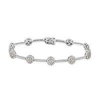 14K White Gold Natural Pink and White Diamond I1 Bracelet (7.00 In) 10 Grams 2.00 ctw