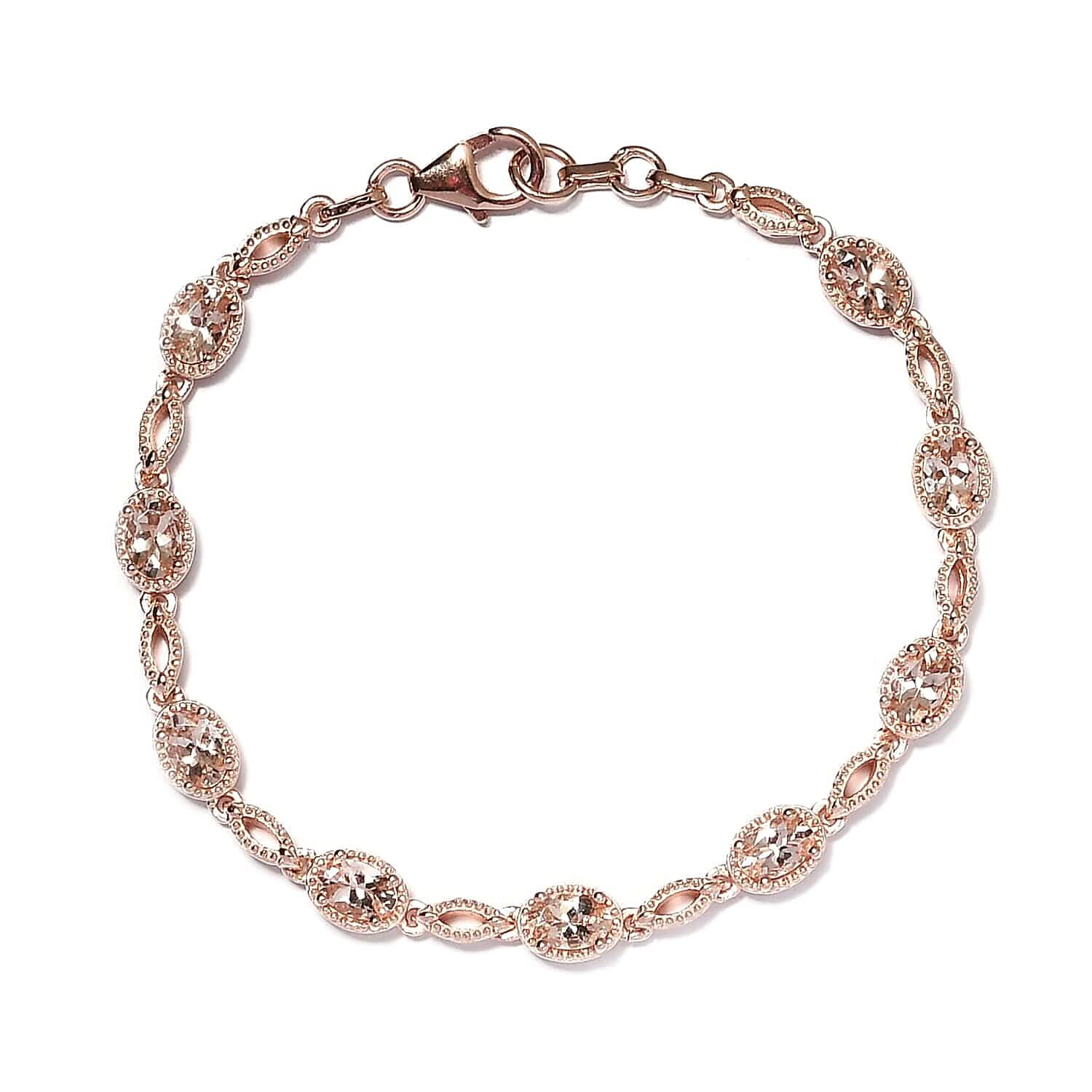 Marropino Morganite Bracelet in Vermeil Rose Gold Over Sterling Silver (7.25 In) 8.10 Grams 3.65 ctw