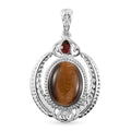 African Malachite, Mozambique Garnet Fancy Pendant in Platinum Over Copper 11.85 ctw - Sticky add to cart bar