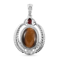 African Malachite, Mozambique Garnet Fancy Pendant in Platinum Over Copper 11.85 ctw