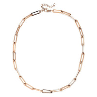 Paperclip Chain Necklace 20-22 Inches in ION Plated Rose Gold Stainless Steel 30 Grams