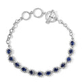 D'Joy Ceylon Blue Sapphire and White Zircon 5.50 ctw Toggle Clasp Bracelet in Platinum Over Sterling Silver (6.50-8.0In) - Sticky add to cart bar
