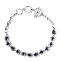 D'Joy Ceylon Blue Sapphire and White Zircon 5.50 ctw Toggle Clasp Bracelet in Platinum Over Sterling Silver (6.50-8.0In)