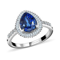 RHAPSODY 950 Platinum AAAA Royal Ceylon Sapphire and Diamond E-F VS Halo Ring 5 Grams 3.40 ctw