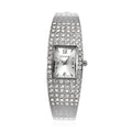 STRADA Austrian Crystal Japanese Movement Bangle Watch with Silvertone Strap (19.55x17.80mm) (up to 6.50 Inches) 3.00 ctw - Sticky add to cart bar