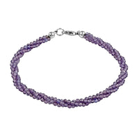 African Amethyst Beaded Bracelet in Sterling Silver (7.25 In) 30.00 ctw
