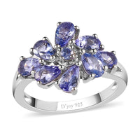 Tanzanite Floral Ring in Platinum Over Sterling Silver (Size 10) 1.40 ctw