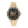 GENOA Automatic Mechanical Movement Black Dial Watch in ION Plated YG Stainless Steel Strap (42.40mm) (6.50-8.00 Inches) - Sticky add to cart bar