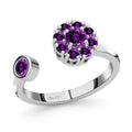 Amethyst February Birthstone Anxiety Spinner Openable Band Ring in Platinum Over Sterling Silver (Large Adjustable Size 9-11) 0.60 ctw - Sticky add to cart bar