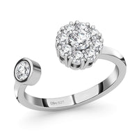 White Zircon April Birthstone Anxiety Spinner Openable Band Adjustable Ring in Platinum Over Sterling Silver (Size 11.0) 1.00 ctw