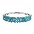 Doorbuster American Natural Sleeping Beauty Turquoise Bangle Bracelet in Platinum Over Sterling Silver (6.50 In) 21 Grams 9.15 ctw - Sticky add to cart bar