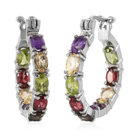 African Amethyst Inside Out Hoop Earrings in Stainless Steel 7.60 ctw