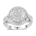 Diamond Art Deco Ring in Platinum Over Sterling Silver - Sticky add to cart bar