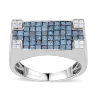 Chuck's Diamond Ring LUXORO 10K White Gold Blue Diamond, Diamond (I3) Ring (Size 6.0) (7.90 g) 2.50 ctw