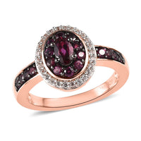 Anthill Garnet and White Zircon Ring in Vermeil Rose Gold Over Sterling Silver 0.90 ctw