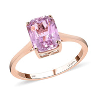 Certified LUXORO 14K Rose Gold AAA Martha Rocha Kunzite Solitaire Ring 3.00 ctw