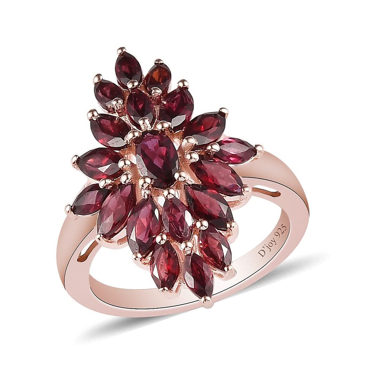 American Arizona Anthill Garnet Elongated Ring in Vermeil Rose Gold Over Sterling Silver 2.65 ctw