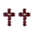Anthill Garnet Cross Earrings in Vermeil Rose Gold Over Sterling Silver 2.00 ctw - Sticky add to cart bar